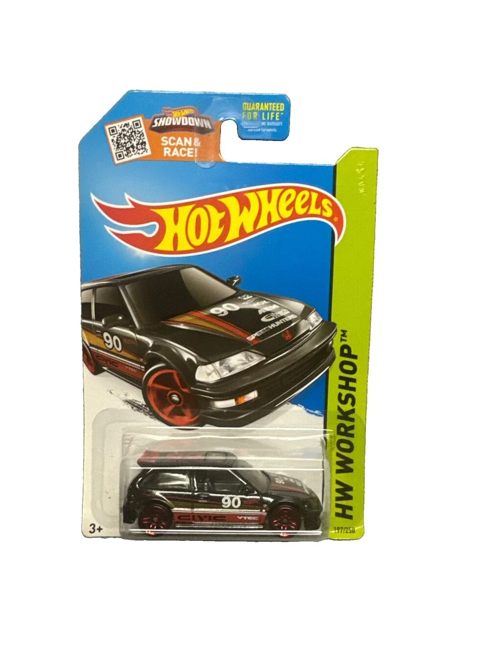 Hot Wheels ’90 Honda Civic EF Black HW Workshop Series Die-Cast Car #197/250